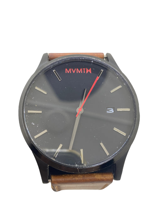 MVMT Men's Watch Black with Brown Band M18 316L Day Date Indicator 45mm