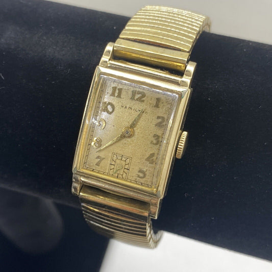 Hamilton 10k Gold Filled 1940s Manual Wind Watch Small Seconds Hand Spiedel Band