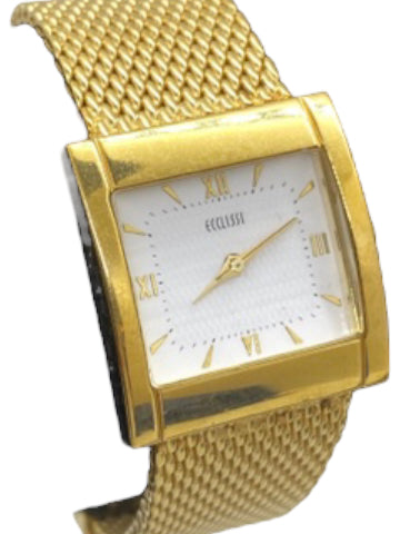 Ecclissi Women's Watch, Gold, Metal Mesh Band, Roman Numeral 27mm Square